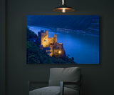 Rheinstein Castle at Twilight and the Rhine River, Germany! 14000