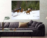 Cowboy Rounding Up Horses in Kalispell, Montana MS-6739 Horse Wall Art
