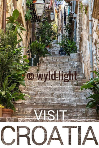 Endless Steps off of an Historic Street in Dubronik, Croatia Poster