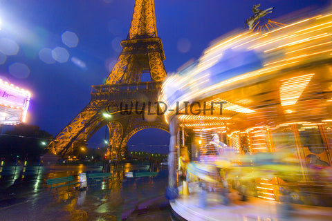 Eiffel Tower and Merry Go Round, Paris, France MS-7703 Home Decor Art