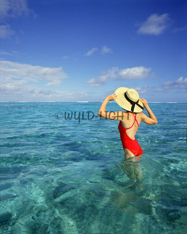 A Model in the Clear Waters of Bora Bora, Tahiti! MS-196 Modern Art